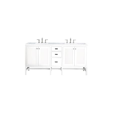 James Martin Vanities Addison 72in Double Vanity, Glossy White w/ 3 CM Carrara White Top E444-V72-GW-3CAR